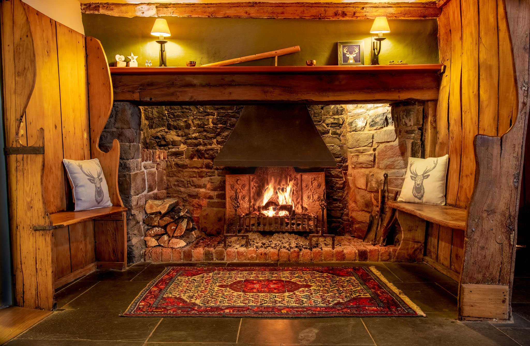 The Stag warm fireplace